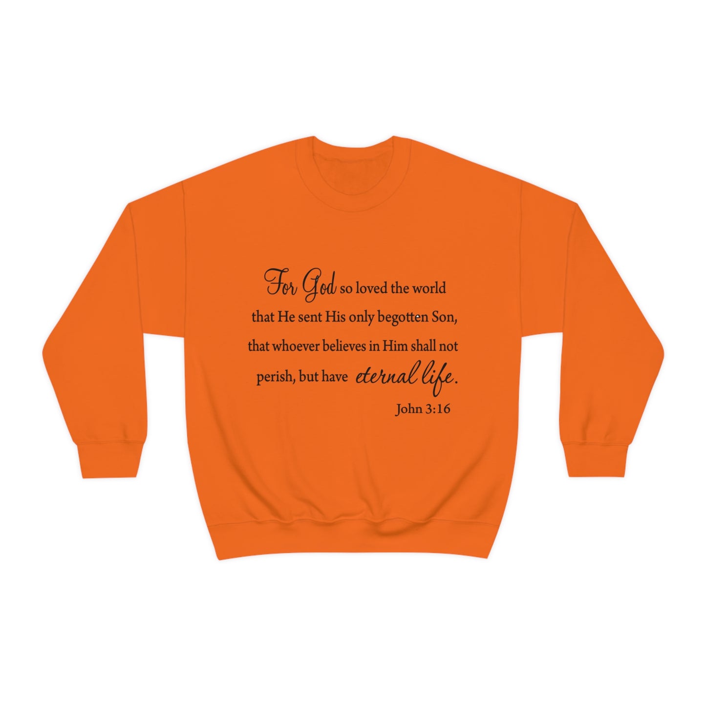 Bible Verse sweatshirt John 3:16 Unisex Heavy Blend Crewneck Sweatshirt minimalist style Plain white colored sweatshirt religous Christians.