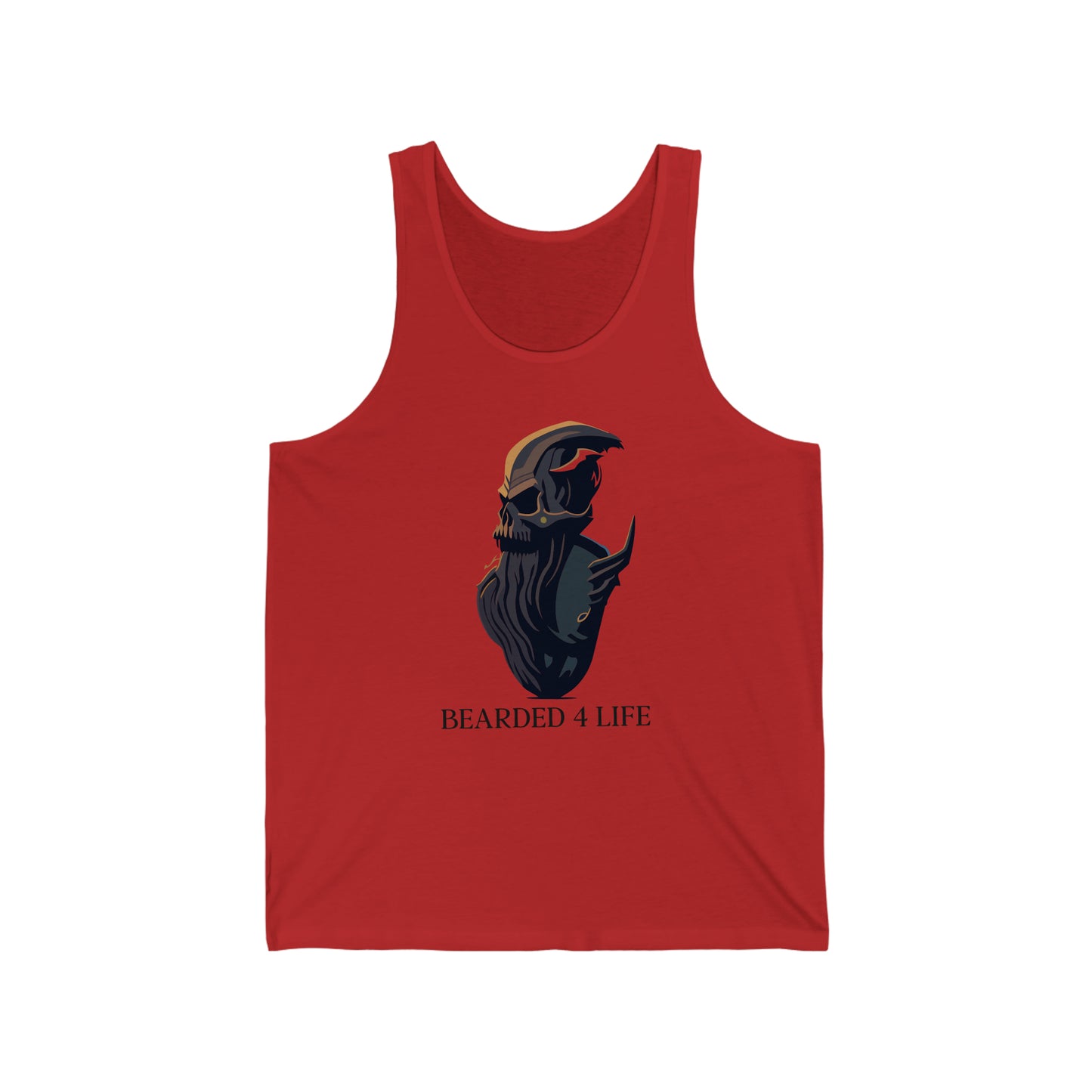 Bearded 4 Life tank top for bearded men that just wont quit with the beard skull with a beard tank for fathers with beads on fathers day v3