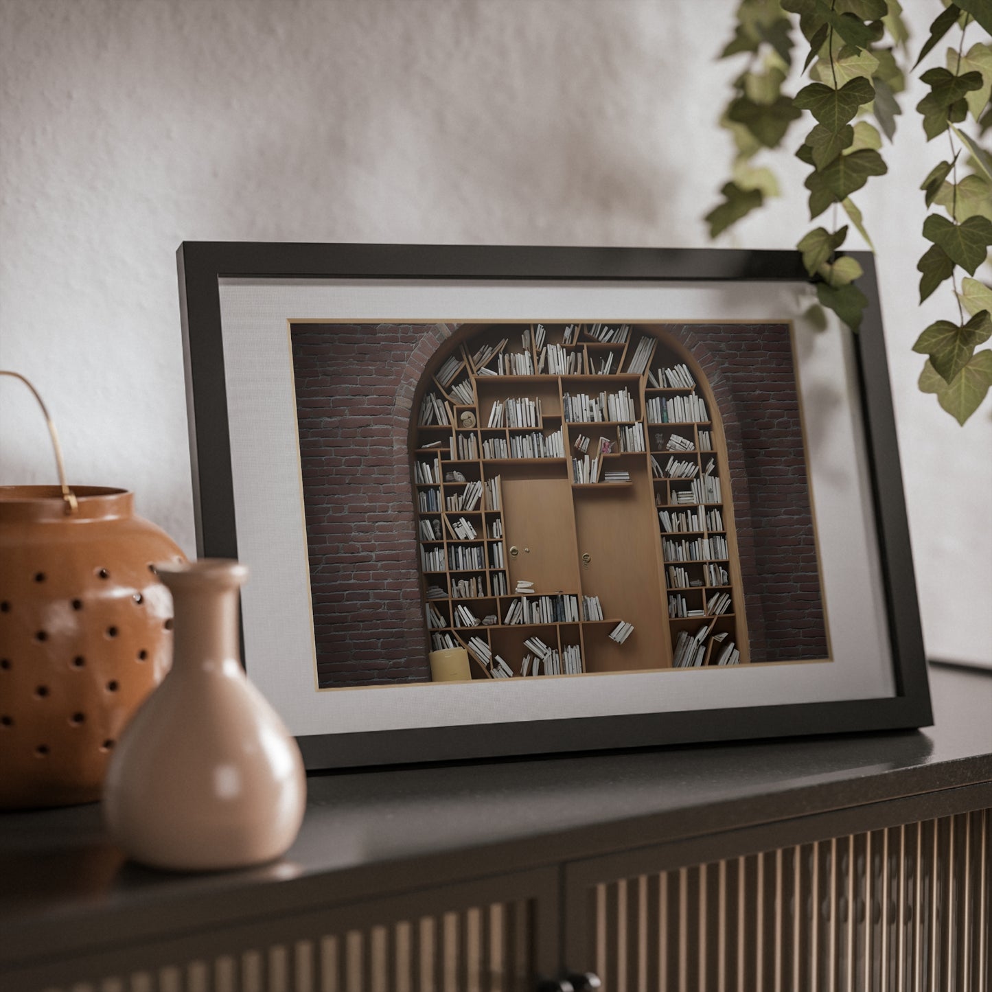 Unhidden door framed art library bookshelf studio study office poster teacher v1