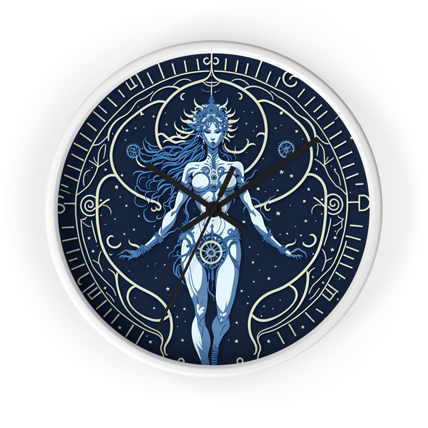 Celestial Goddess Wall Clock Blue design 1 celestial goddess blue Analog Wall Clock design for those fantasy lovers the library bedroom