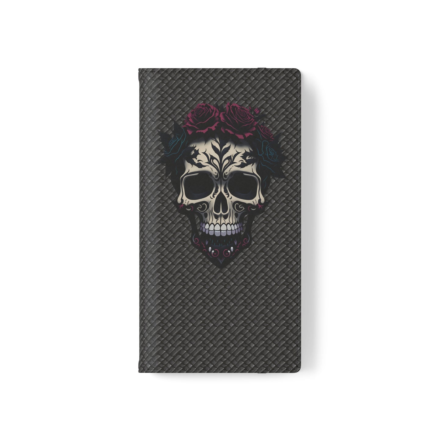 Sugar Skull Flip Case for iPhone and Samsung Galaxy Phones 11 12 13 mini pro max s22 s21 ultra plus made from vegan leather