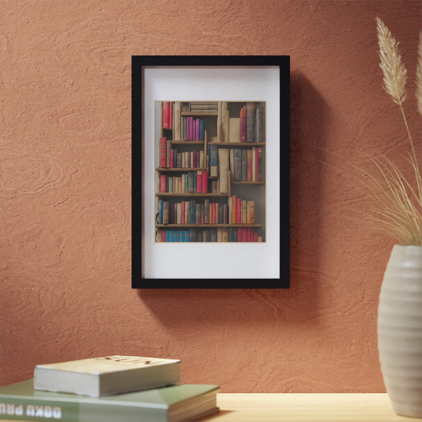 Library framed art library bookshelf studio study office poster teacher 3