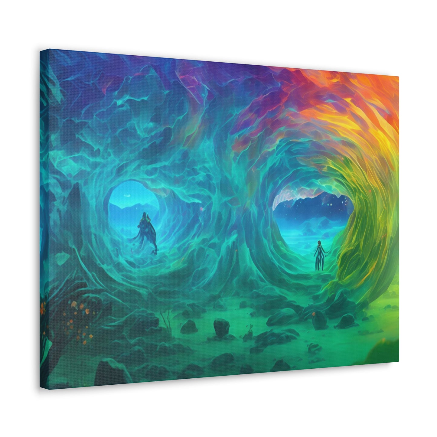 Rainbow wave stretched Canvas Gallery Wraps for the gameroom art gay gift for lgbtq lovers ally femme style art horizontal orientation v2