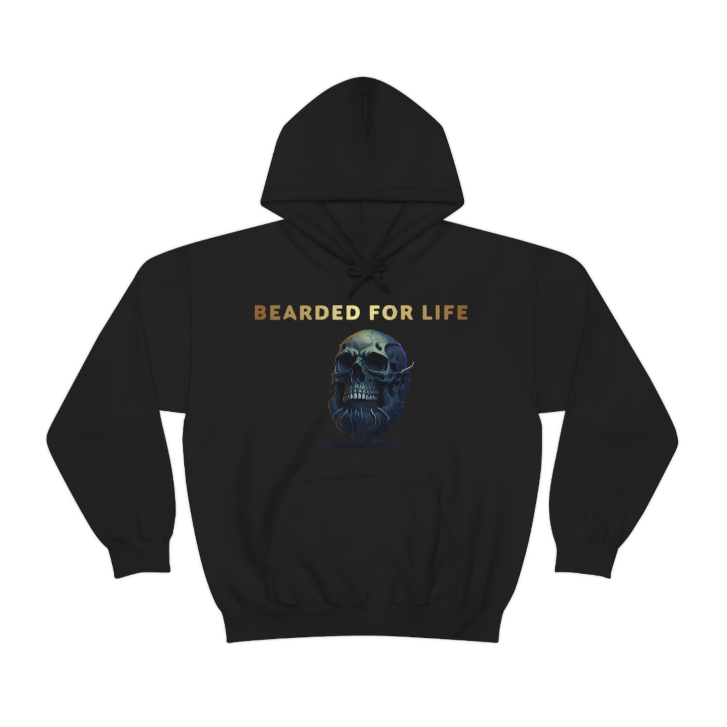 Bearded for life hoodie with a skull with a beard for the man that will have beard till he dies and is proud of his beard on fathers v2