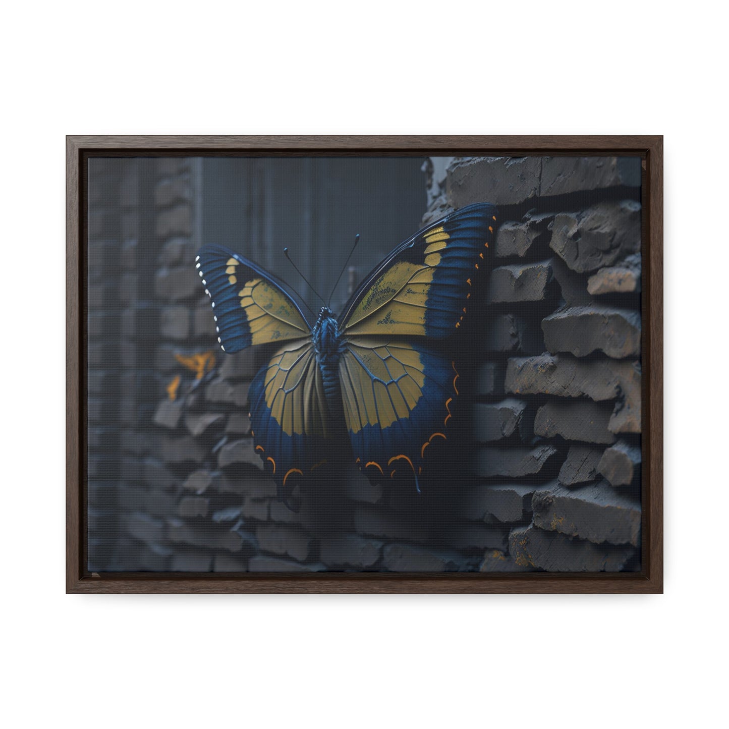 Dilapidated Butterfly Gallery Canvas art Wrap artwork depicting a fresh start at life in a barren wasteland