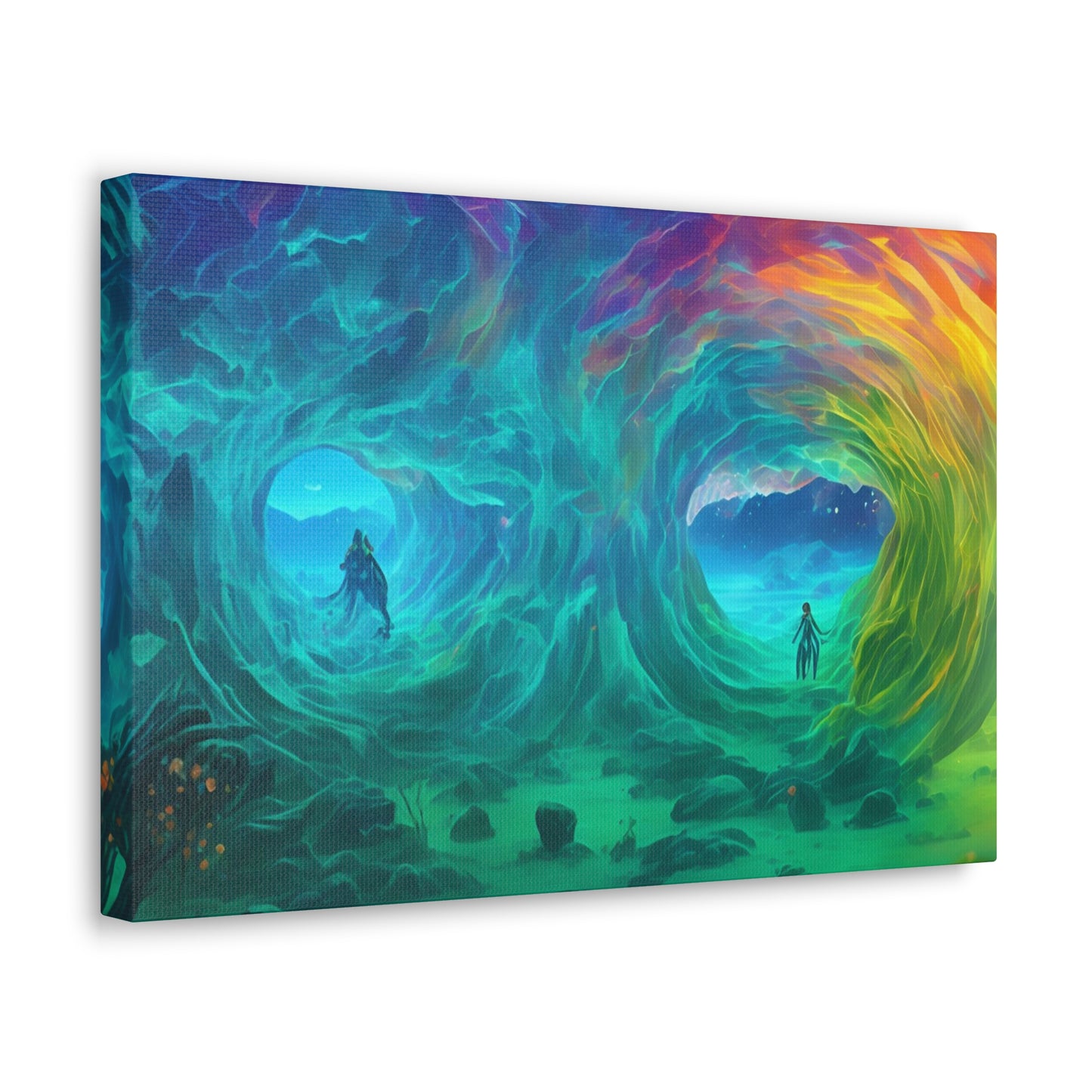 Rainbow wave stretched Canvas Gallery Wraps for the gameroom art gay gift for lgbtq lovers ally femme style art horizontal orientation v2