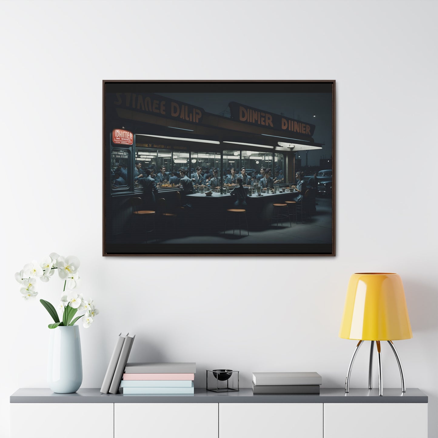 Drive-In Diner Dreams Nostalgic Dystopian Collection of Retro Wall Art Gallery Canvas Wraps Horizontal Frame v2/6