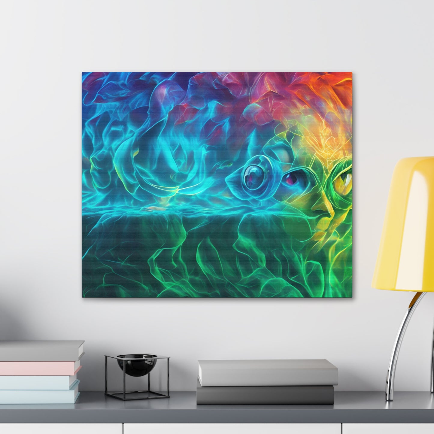 Rainbow wave stretched Canvas Gallery Wraps for the gameroom art gay gift for lgbtq lovers ally femme style art horizontal orientation v4