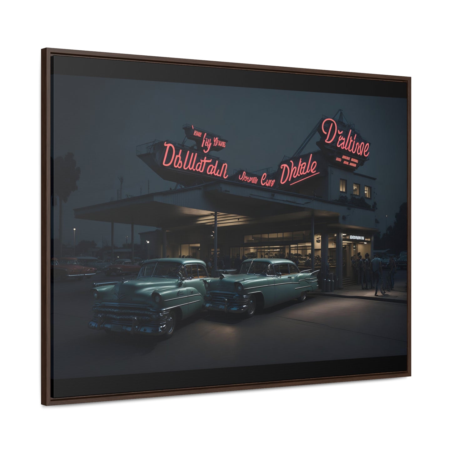 Drive-In Diner Dreams Nostalgic Dystopian Collection of Retro Wall Art Gallery Canvas Wraps Horizontal Frame v5/6