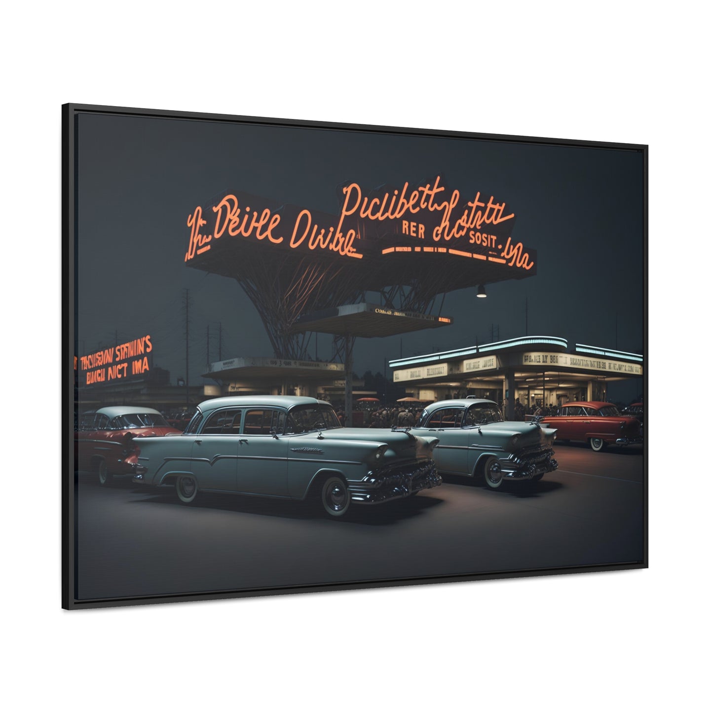 Drive-In Diner Dreams Nostalgic Dystopian Collection of Retro Wall Art Gallery Canvas Wraps Horizontal Frame v6/6