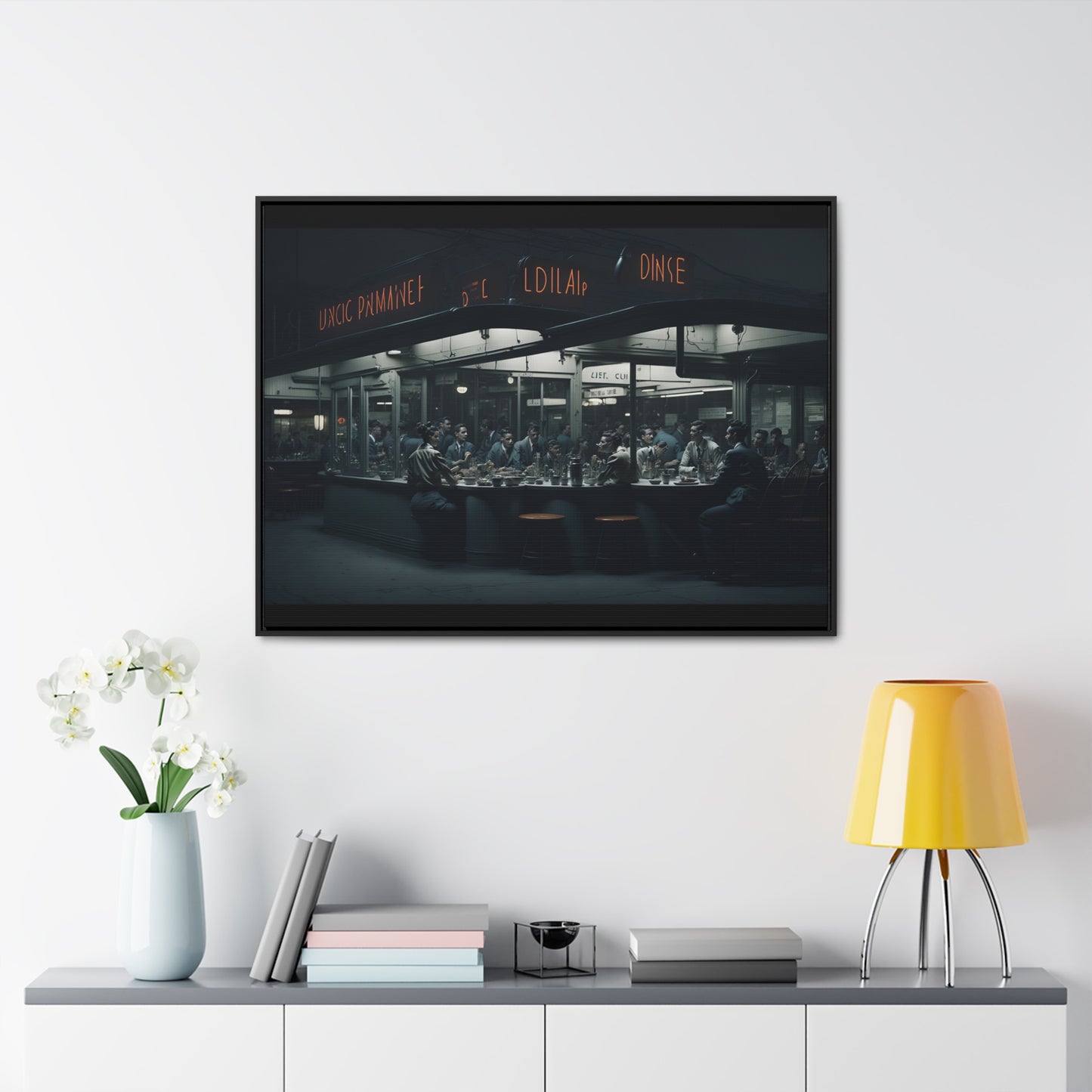 Drive-In Diner Dreams Nostalgic Dystopian Collection of Retro Wall Art Gallery Canvas Wraps Horizontal Frame v4/6