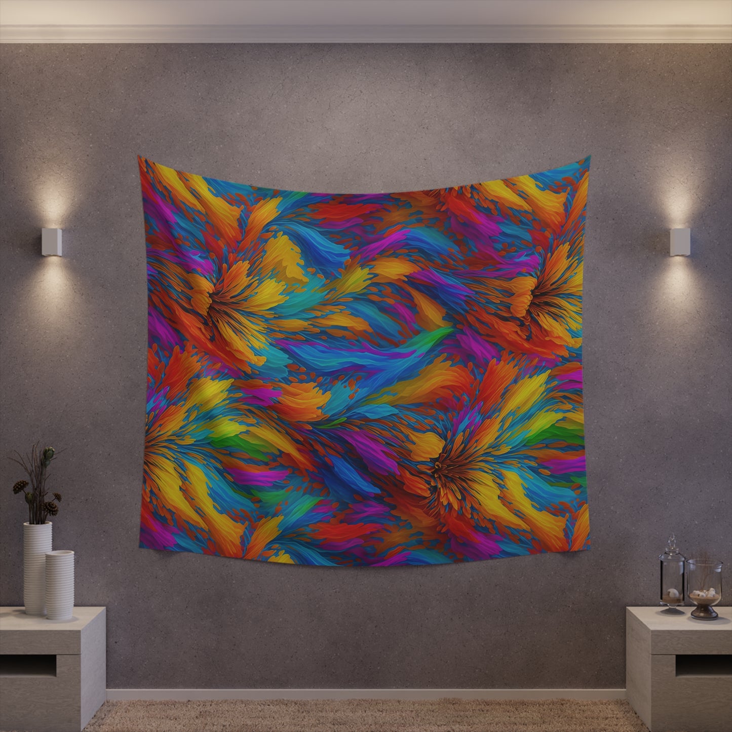 Rainbow Flower Tapestry for the wall for pride and celebrating inclusiveness lgbtq ally wall art gay wall art up to 100 inches show pride