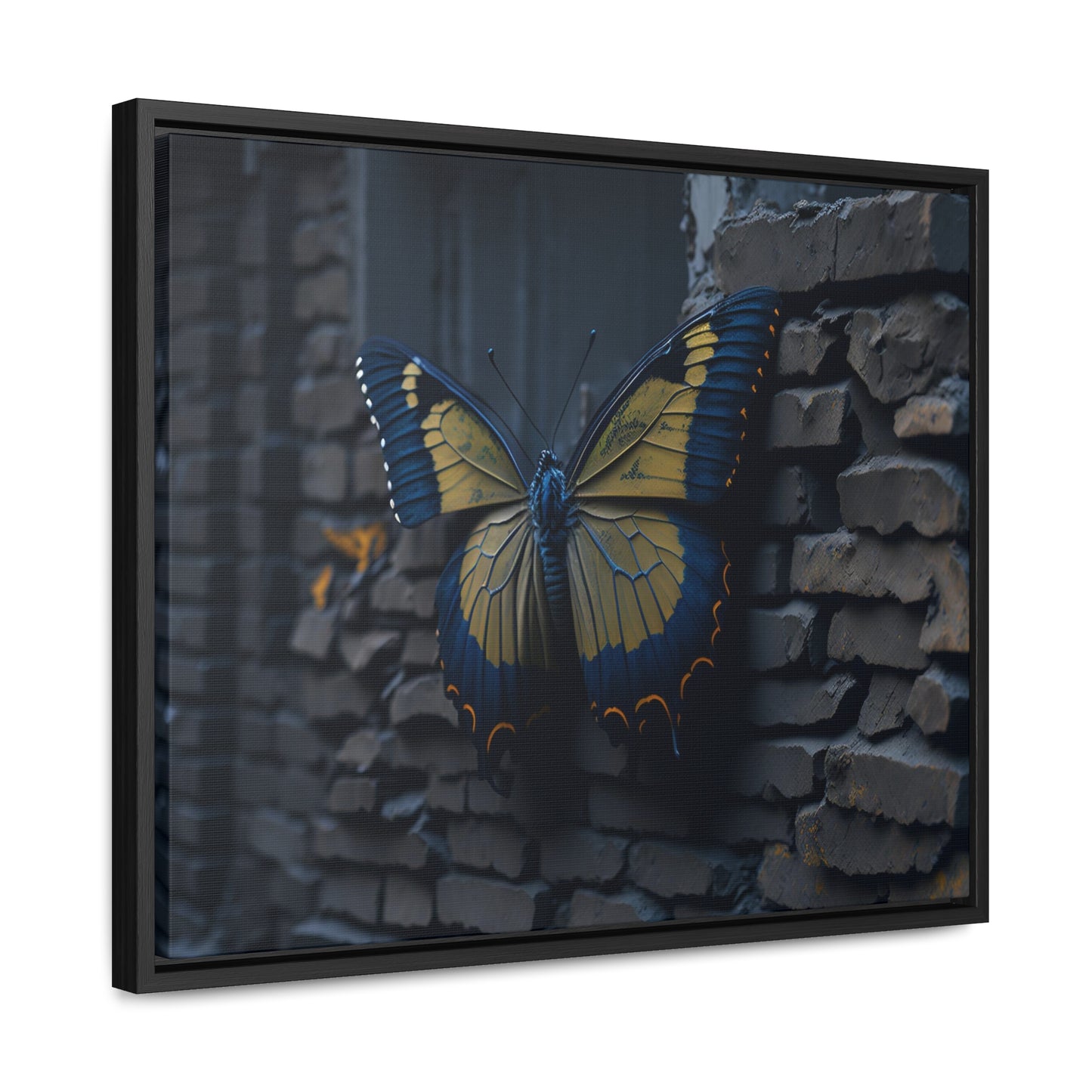 Dilapidated Butterfly Gallery Canvas art Wrap artwork depicting a fresh start at life in a barren wasteland