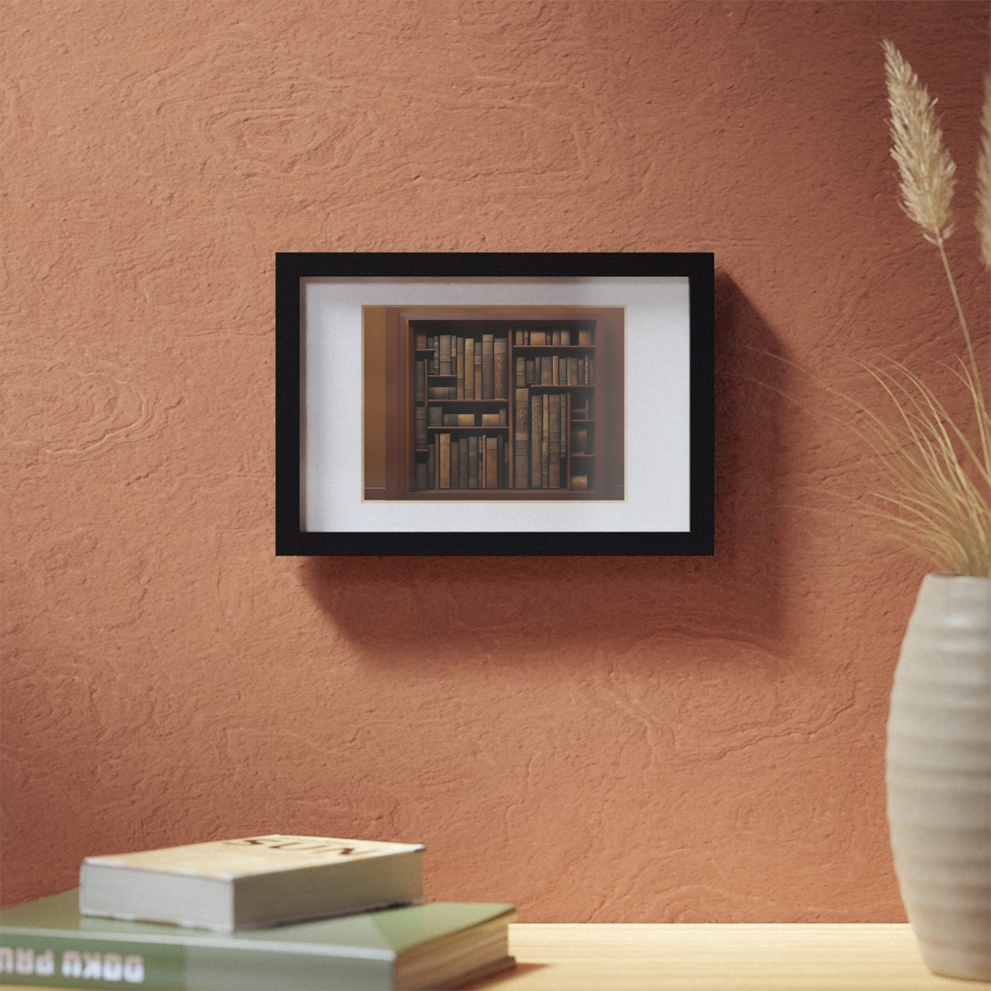 Library framed art library bookshelf studio study office poster teacher 2