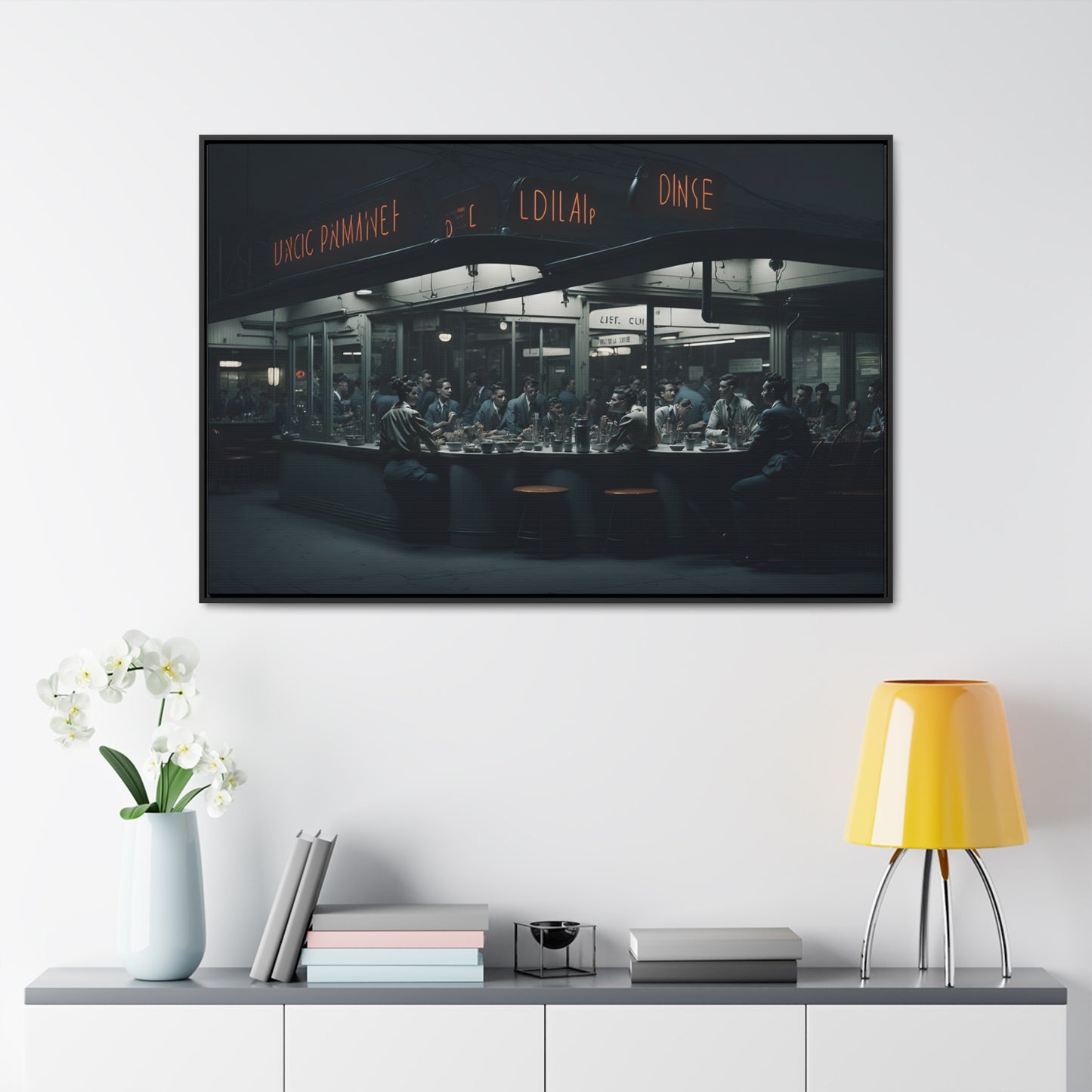 Drive-In Diner Dreams Nostalgic Dystopian Collection of Retro Wall Art Gallery Canvas Wraps Horizontal Frame v4/6