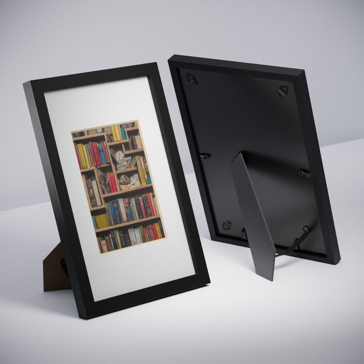 Library framed art library bookshelf studio study office poster teacher