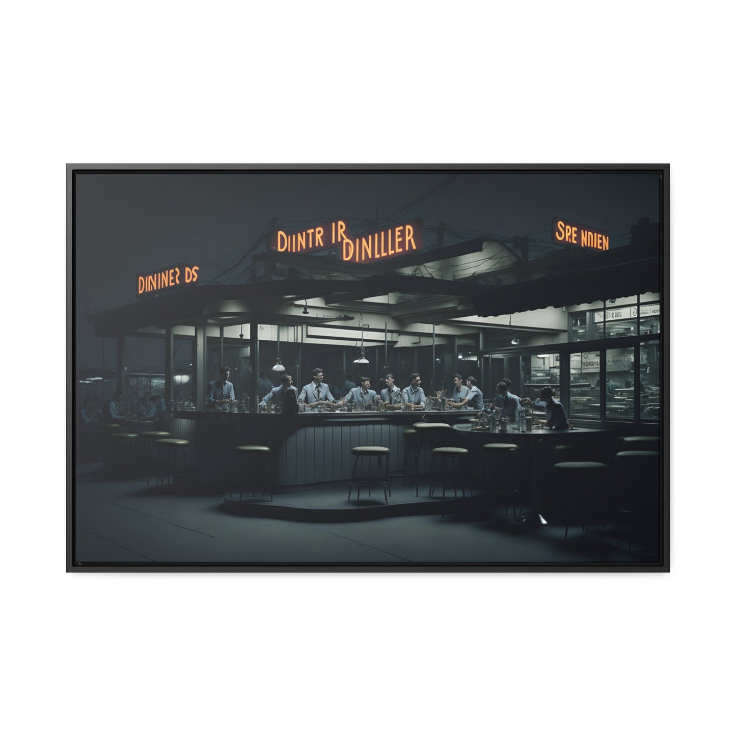 Drive-In Diner Dreams Nostalgic Dystopian Collection of Retro Wall Art Gallery Canvas Wraps Horizontal Frame v3/6