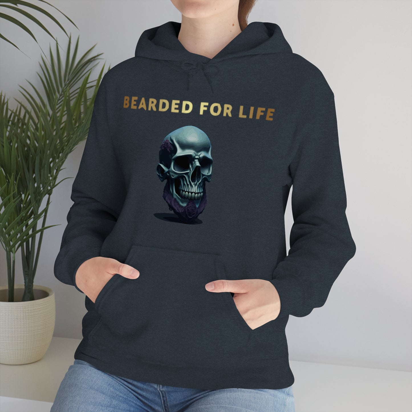 Bearded for life hoodie with a skull with a beard for the man that will have beard till he dies and is proud of his beard on fathers day v1