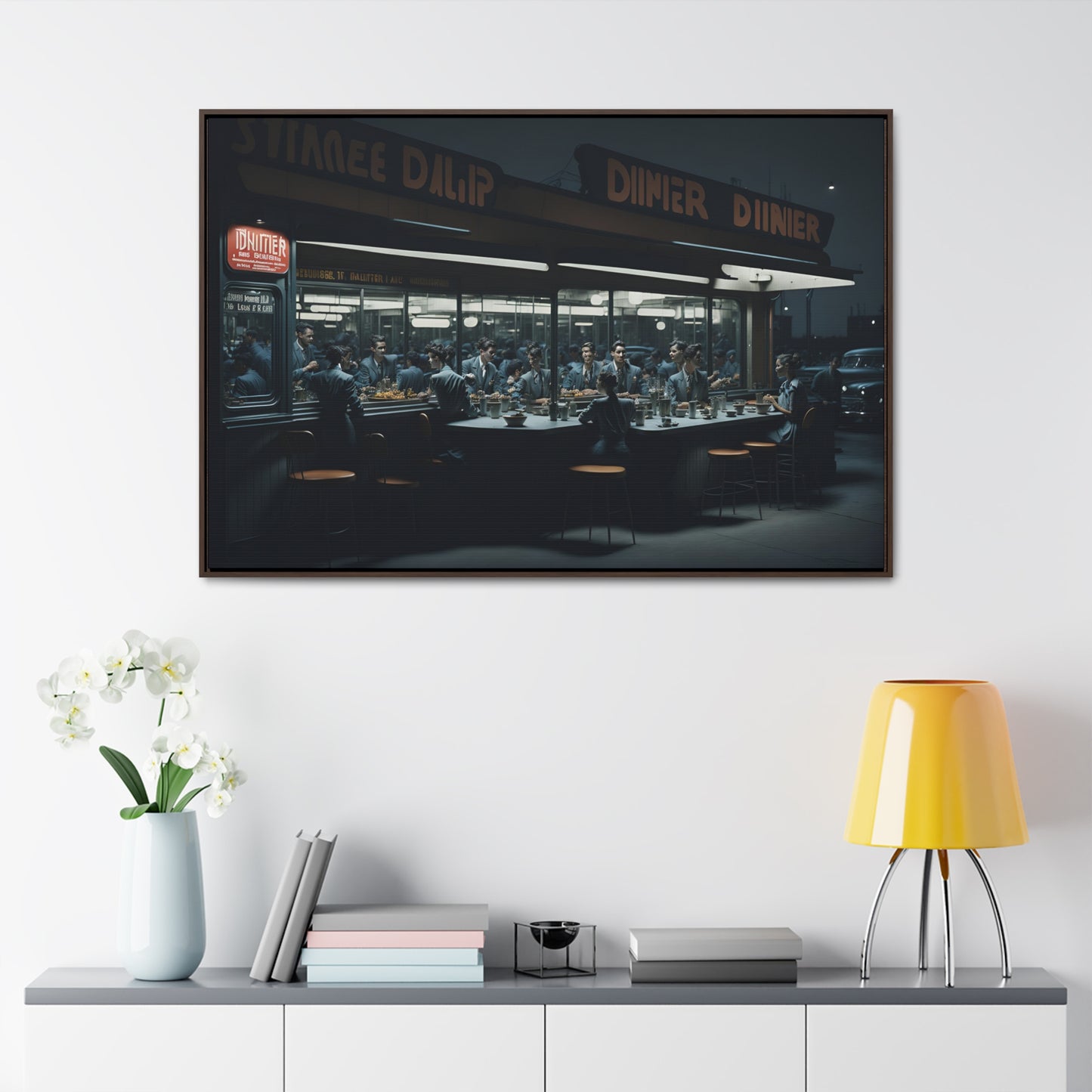 Drive-In Diner Dreams Nostalgic Dystopian Collection of Retro Wall Art Gallery Canvas Wraps Horizontal Frame v2/6