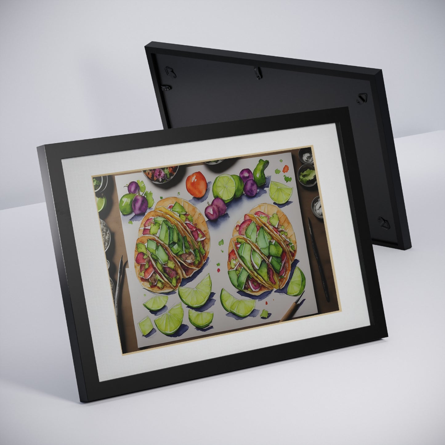 Tacos framed art bar gift for restaurant black frame kitchen dining poster v3