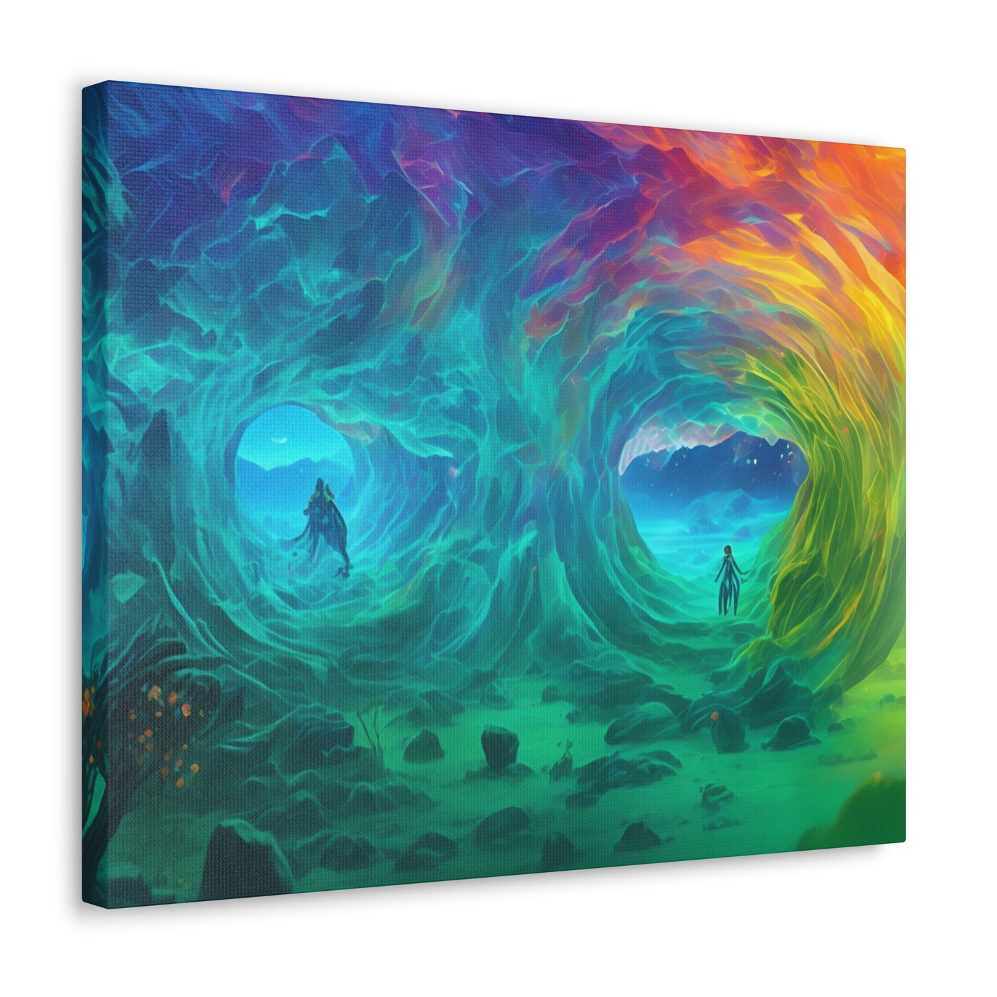 Rainbow wave stretched Canvas Gallery Wraps for the gameroom art gay gift for lgbtq lovers ally femme style art horizontal orientation v2