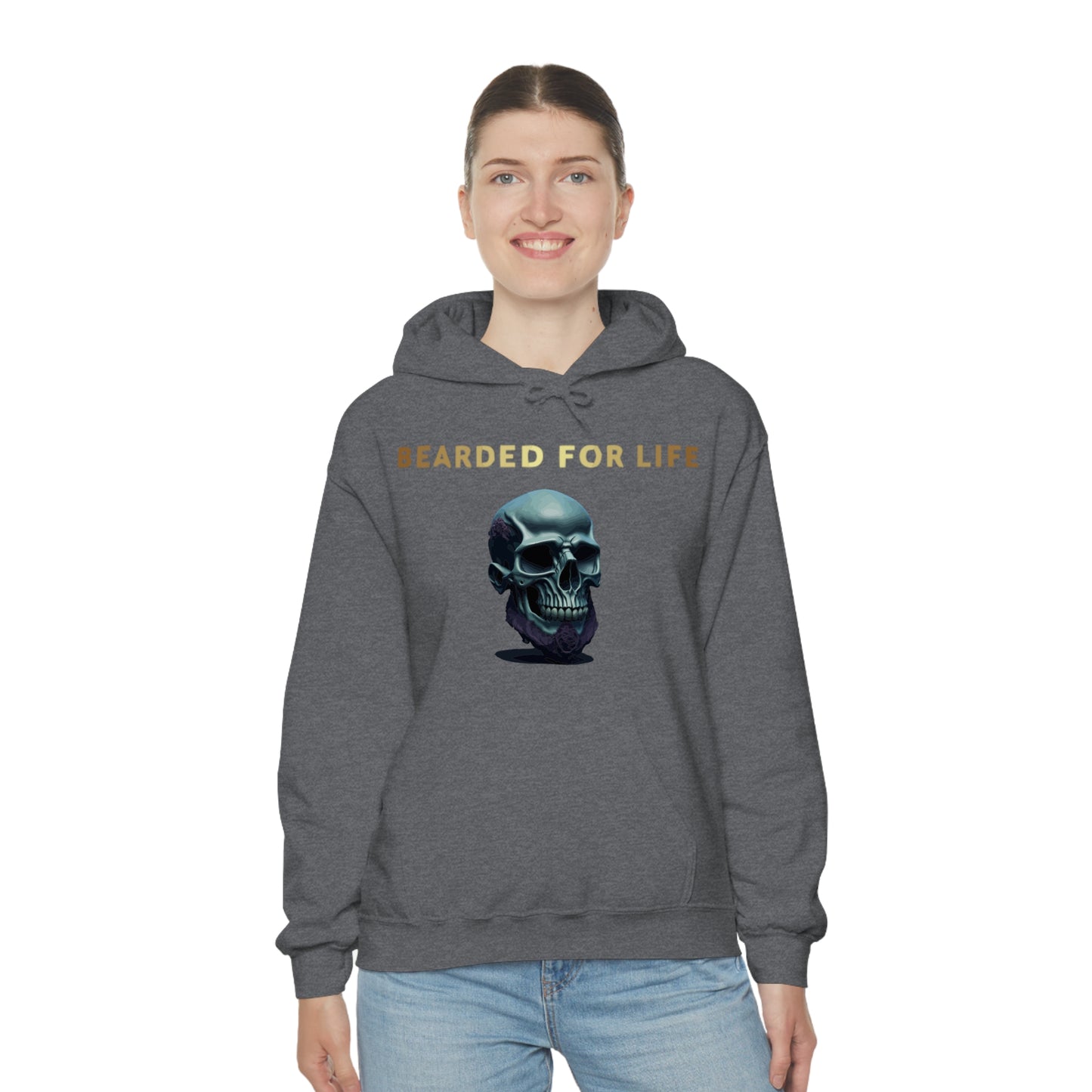 Bearded for life hoodie with a skull with a beard for the man that will have beard till he dies and is proud of his beard on fathers day v1