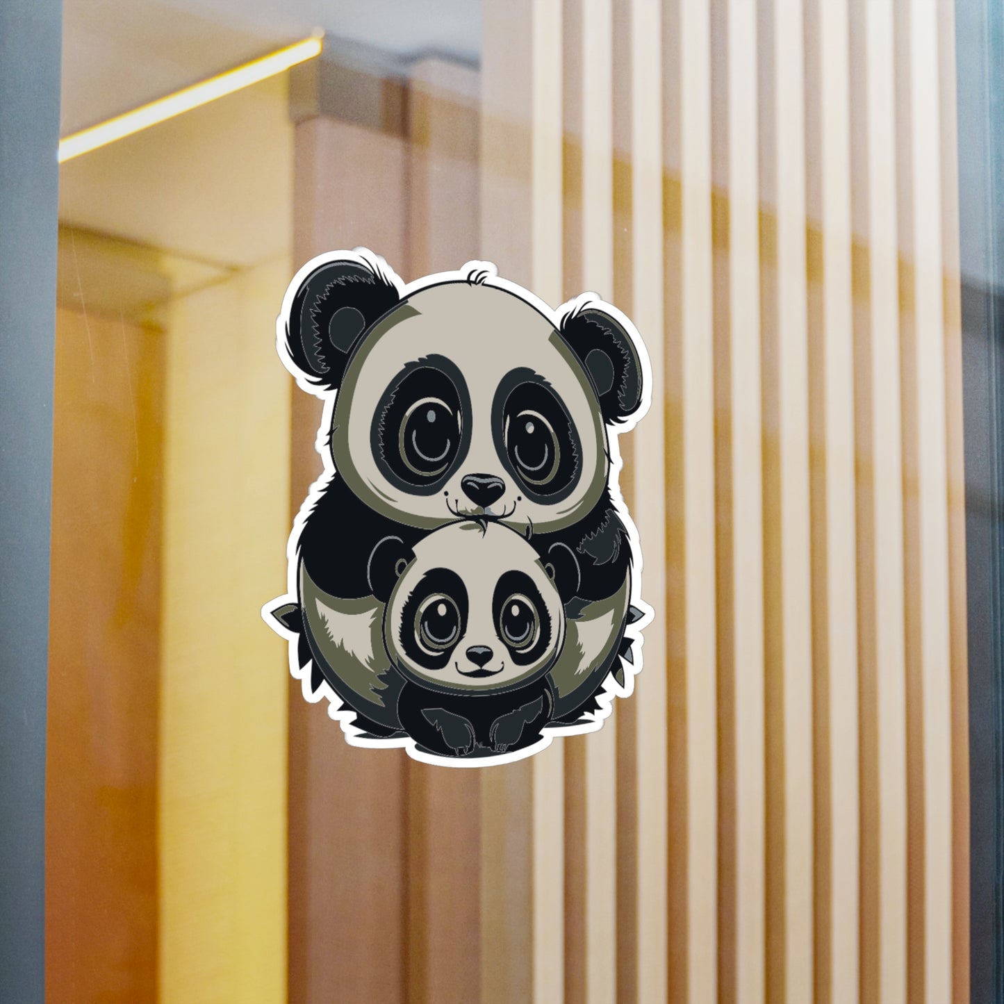 Mother and baby panda Vinyl Decal to liven up the playroom with vinyl cartoon animals with satin finish removable and restick decal