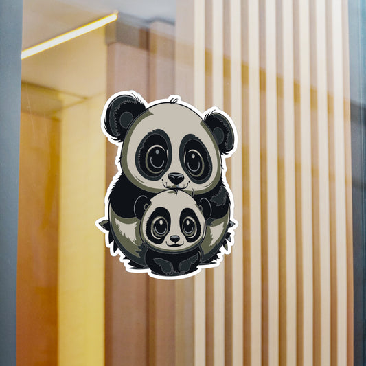 Mother and baby panda Vinyl Decal to liven up the playroom with vinyl cartoon animals with satin finish removable and restick decal