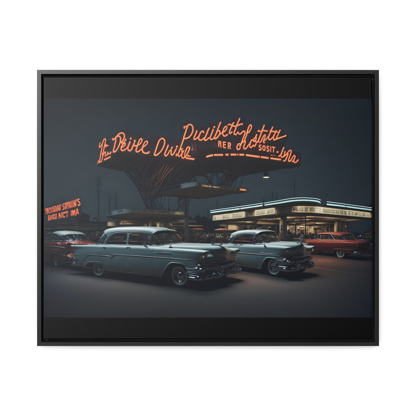 Drive-In Diner Dreams Nostalgic Dystopian Collection of Retro Wall Art Gallery Canvas Wraps Horizontal Frame v6/6