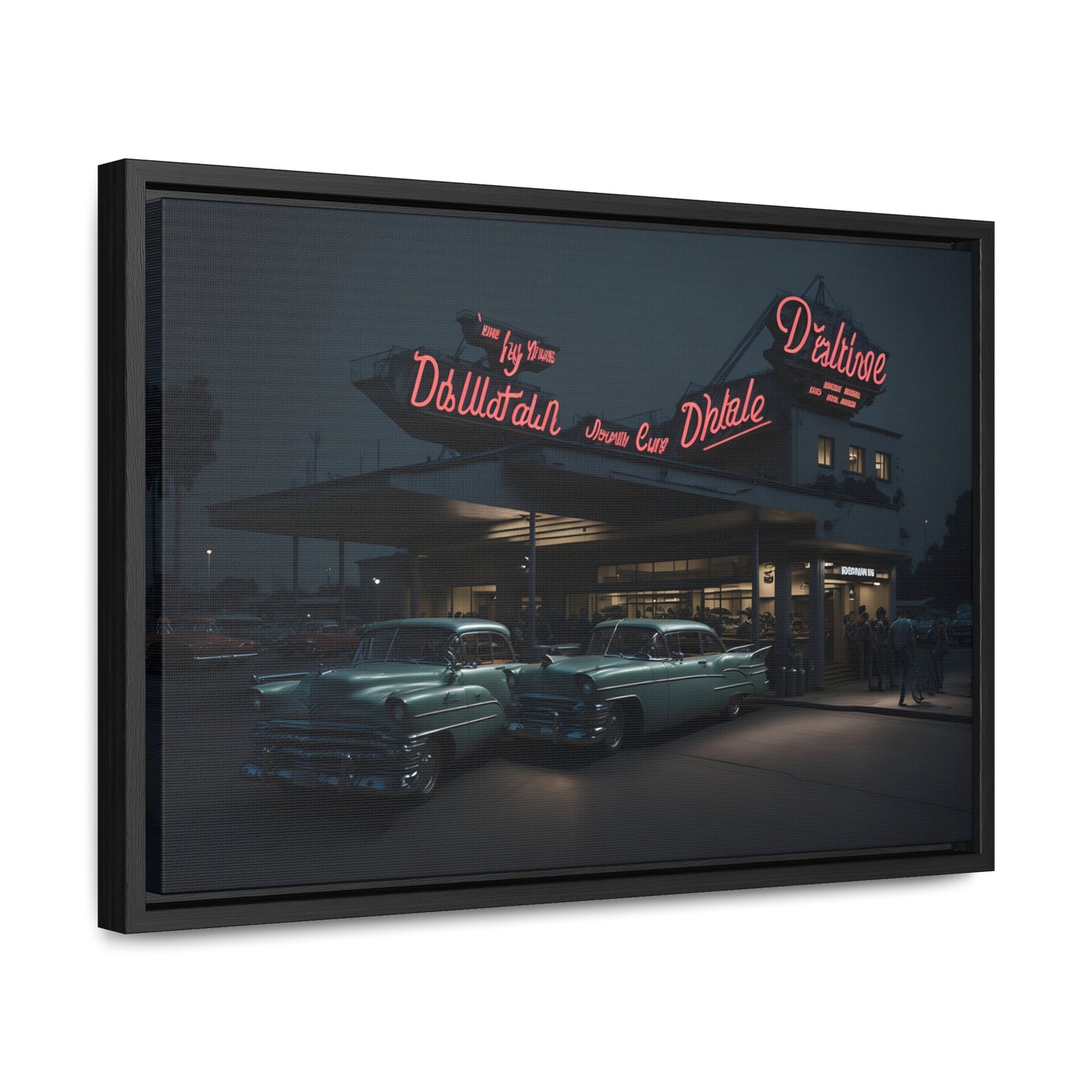 Drive-In Diner Dreams Nostalgic Dystopian Collection of Retro Wall Art Gallery Canvas Wraps Horizontal Frame v5/6