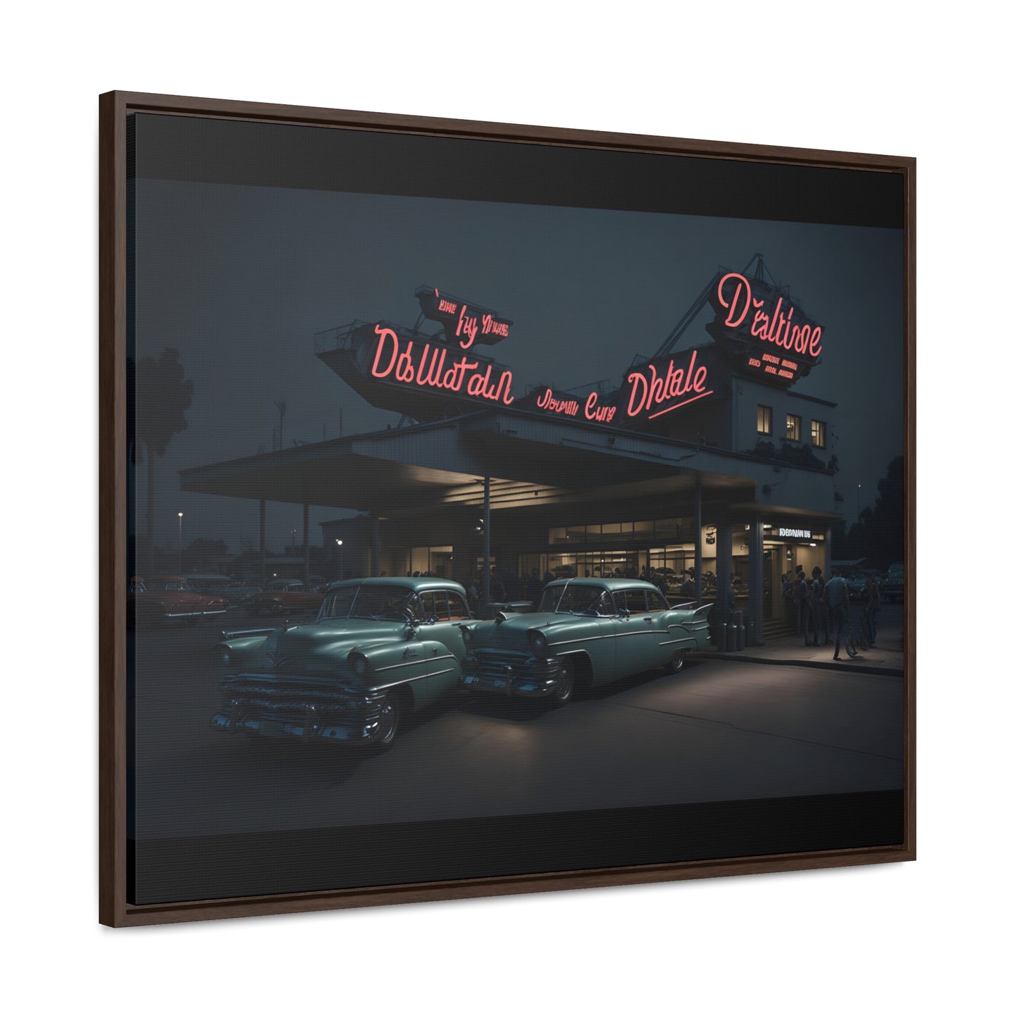 Drive-In Diner Dreams Nostalgic Dystopian Collection of Retro Wall Art Gallery Canvas Wraps Horizontal Frame v5/6