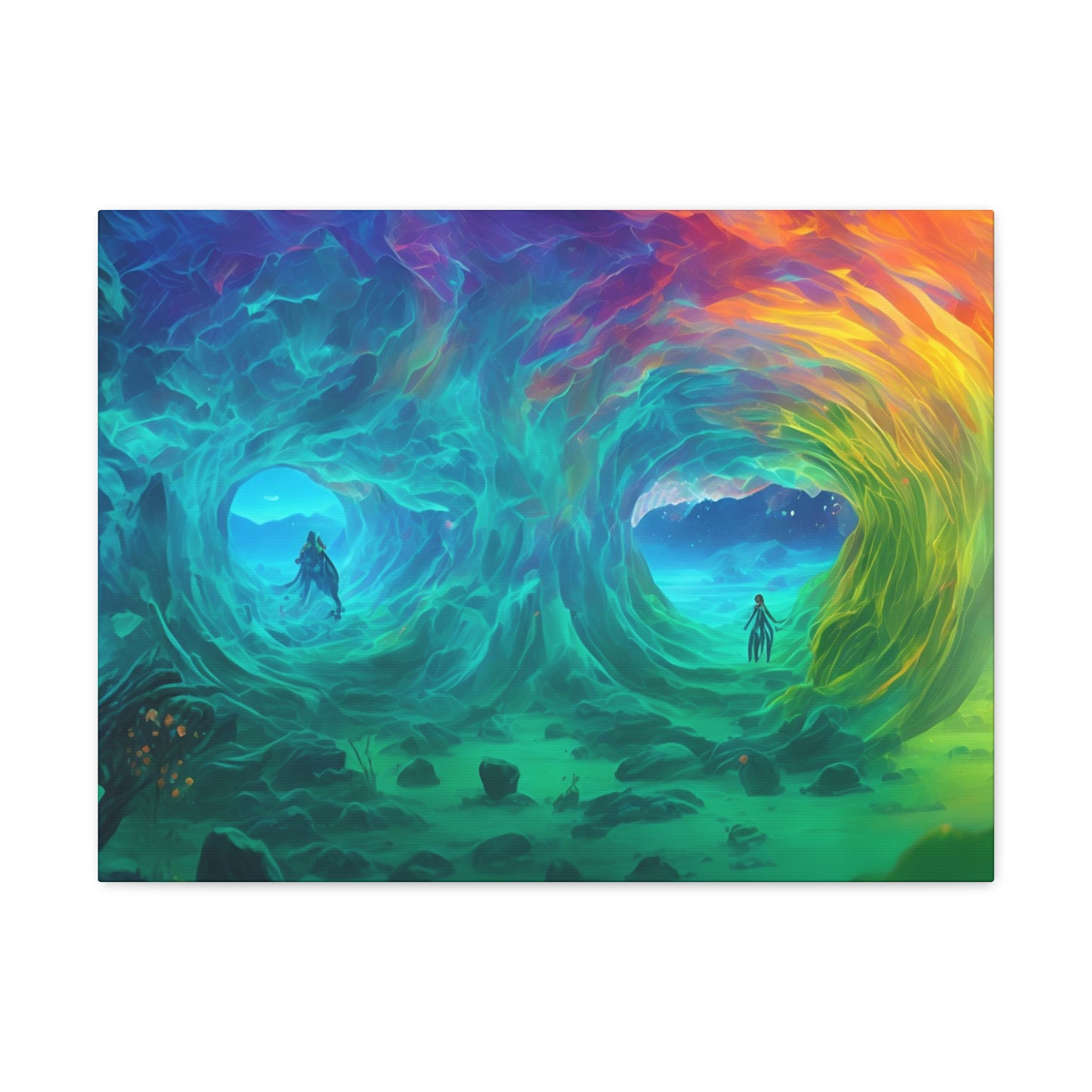 Rainbow wave stretched Canvas Gallery Wraps for the gameroom art gay gift for lgbtq lovers ally femme style art horizontal orientation v2