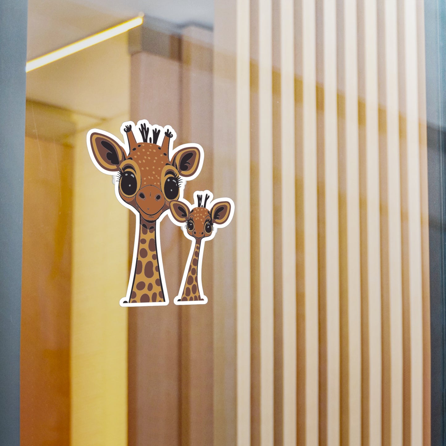 Mother and baby Giraffe Vinyl Decal to liven up the playroom with  vinyl cartoon animals with satin finish removable and restick decal