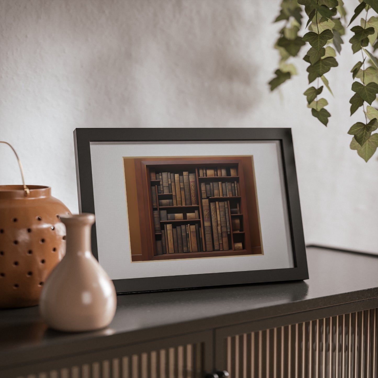 Library framed art library bookshelf studio study office poster teacher 2