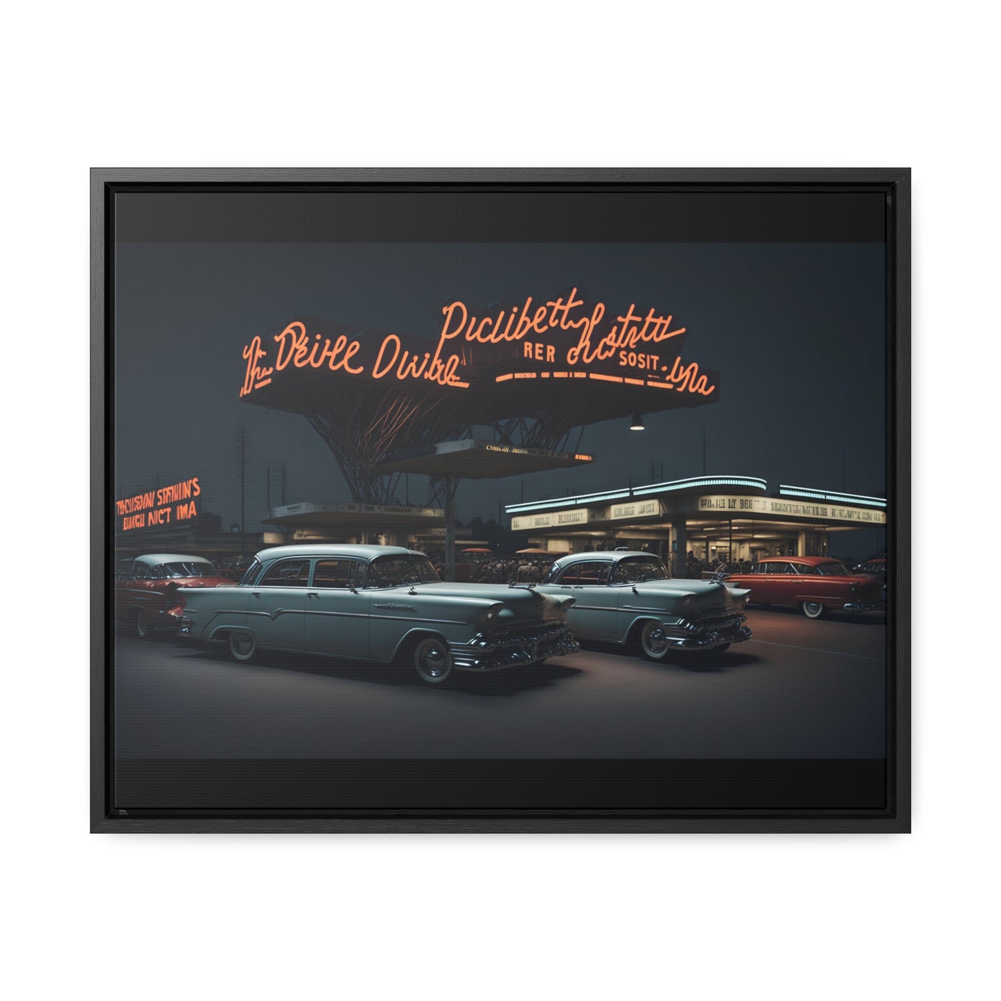 Drive-In Diner Dreams Nostalgic Dystopian Collection of Retro Wall Art Gallery Canvas Wraps Horizontal Frame v6/6