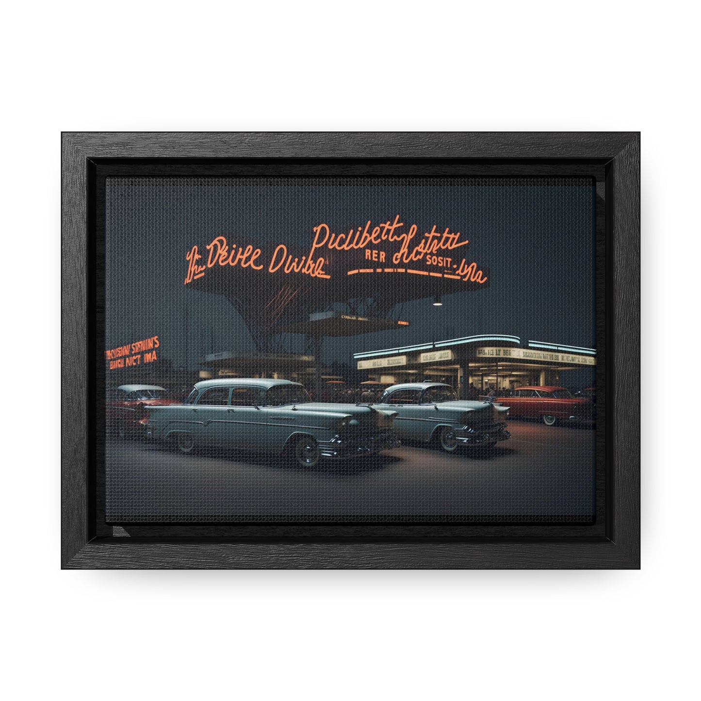 Drive-In Diner Dreams Nostalgic Dystopian Collection of Retro Wall Art Gallery Canvas Wraps Horizontal Frame v6/6