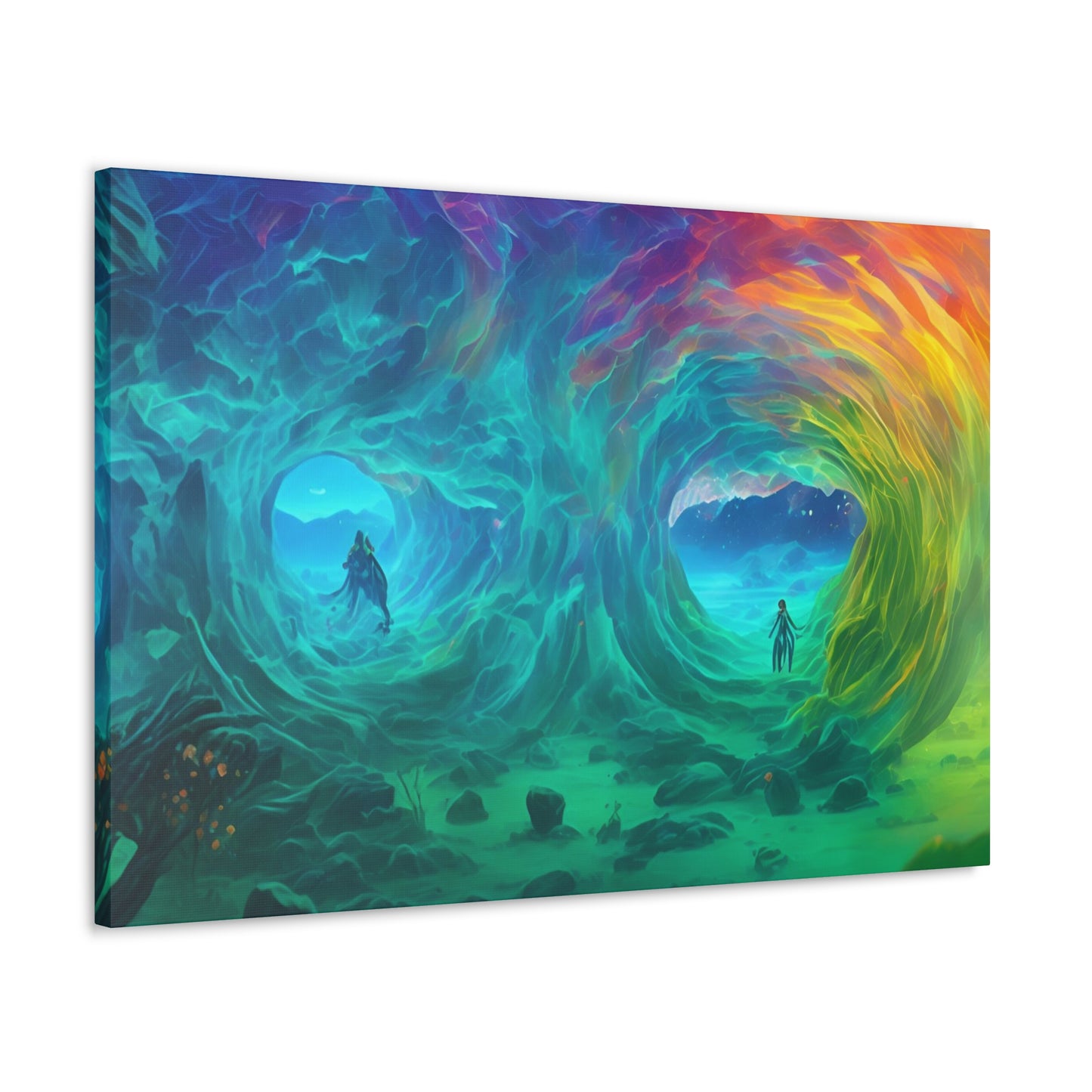 Rainbow wave stretched Canvas Gallery Wraps for the gameroom art gay gift for lgbtq lovers ally femme style art horizontal orientation v2