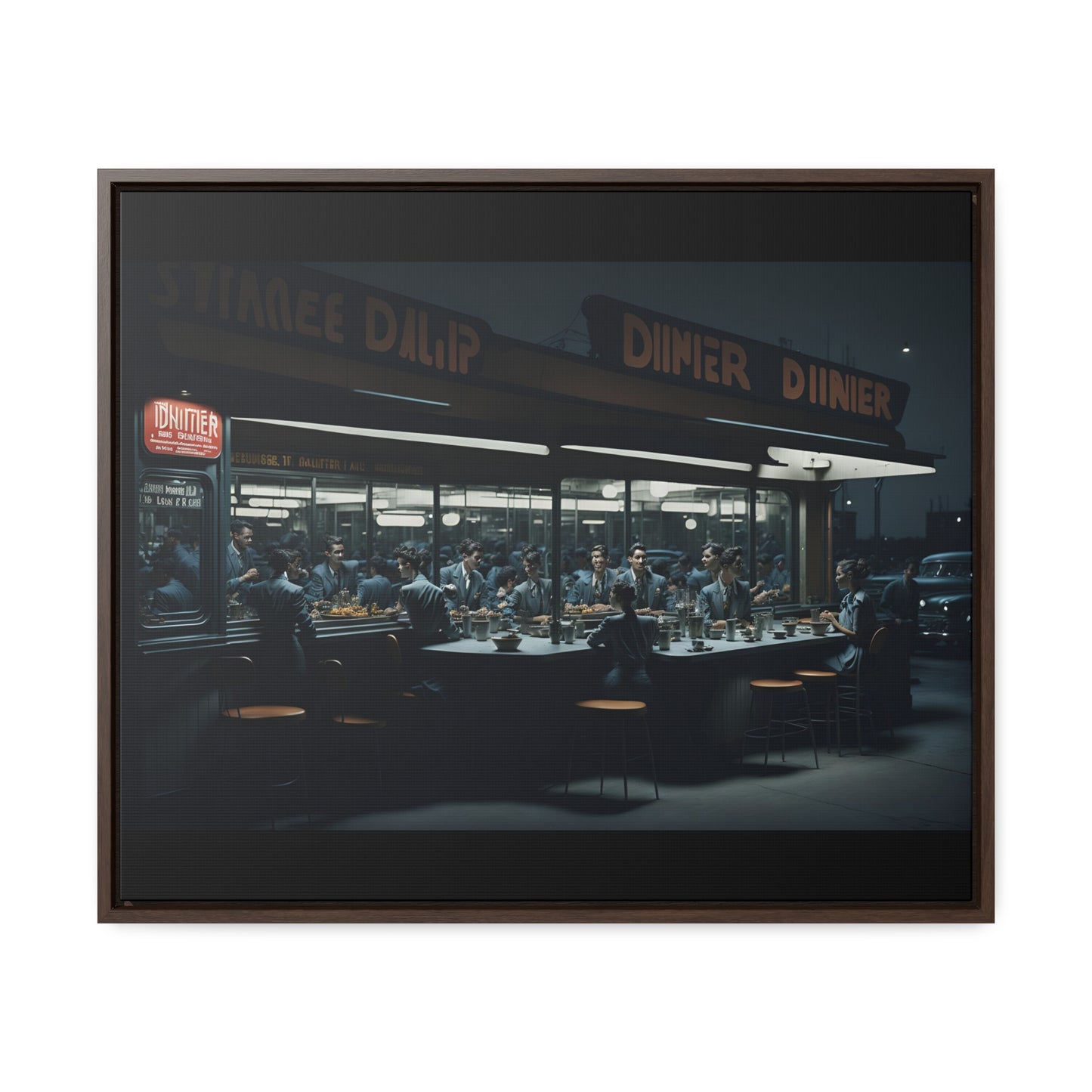 Drive-In Diner Dreams Nostalgic Dystopian Collection of Retro Wall Art Gallery Canvas Wraps Horizontal Frame v2/6