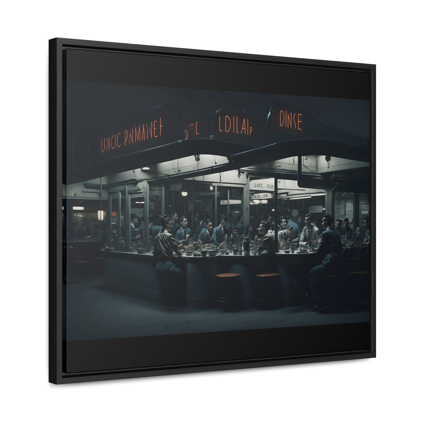 Drive-In Diner Dreams Nostalgic Dystopian Collection of Retro Wall Art Gallery Canvas Wraps Horizontal Frame v4/6