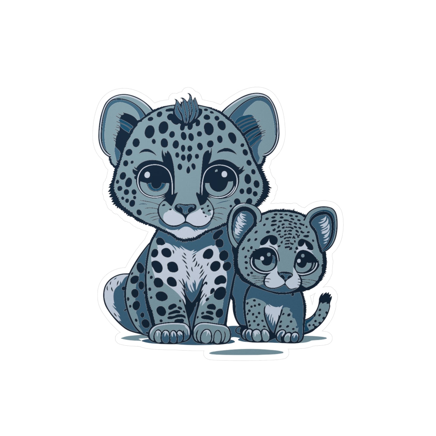 Mother and baby Snow Leopard Vinyl Decal to liven up the playroom with vinyl cartoon animals with satin finish removable and restick decal