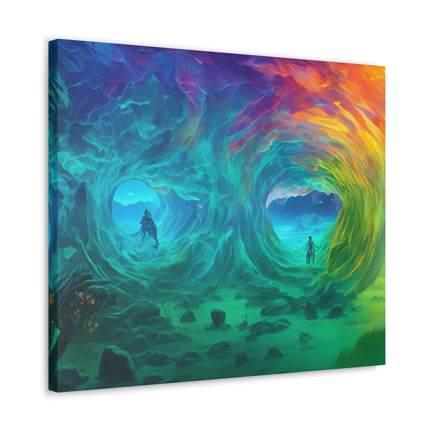 Rainbow wave stretched Canvas Gallery Wraps for the gameroom art gay gift for lgbtq lovers ally femme style art horizontal orientation v2