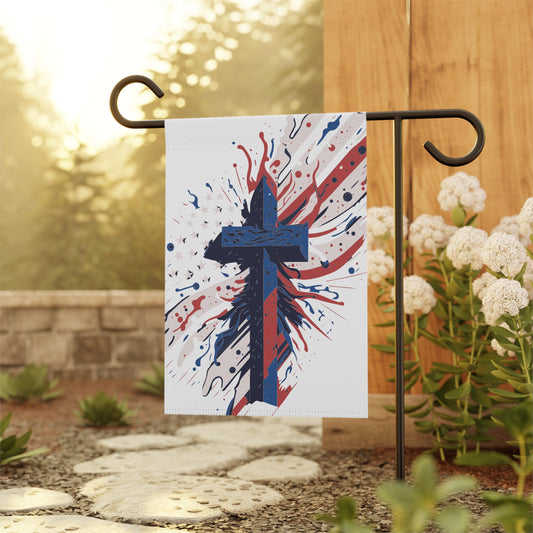 Patriotic Cross Banner Part of the god and country collection for the home garden show your fourth of july veterans day patriots 1