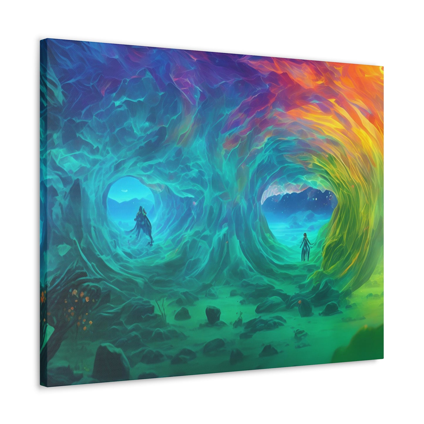 Rainbow wave stretched Canvas Gallery Wraps for the gameroom art gay gift for lgbtq lovers ally femme style art horizontal orientation v2