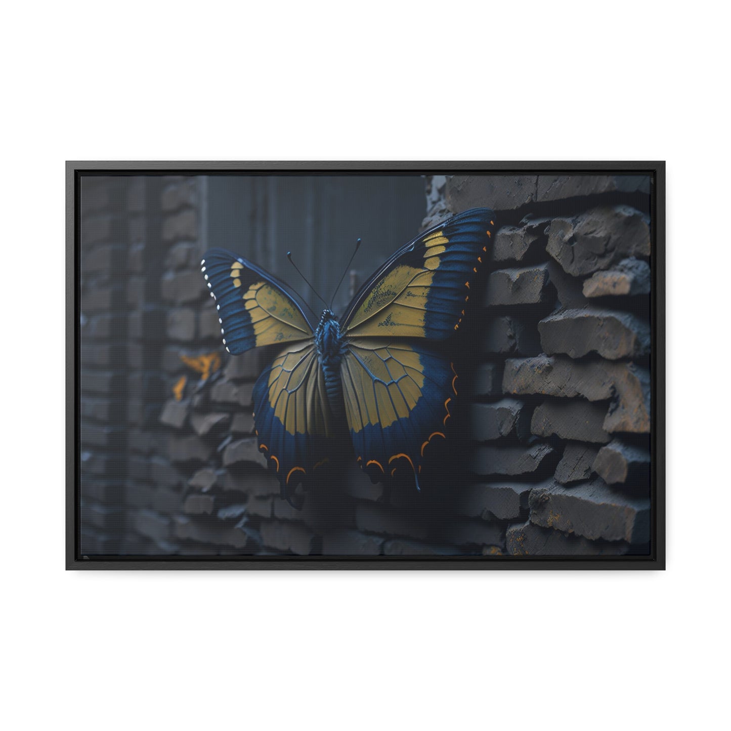 Dilapidated Butterfly Gallery Canvas art Wrap artwork depicting a fresh start at life in a barren wasteland