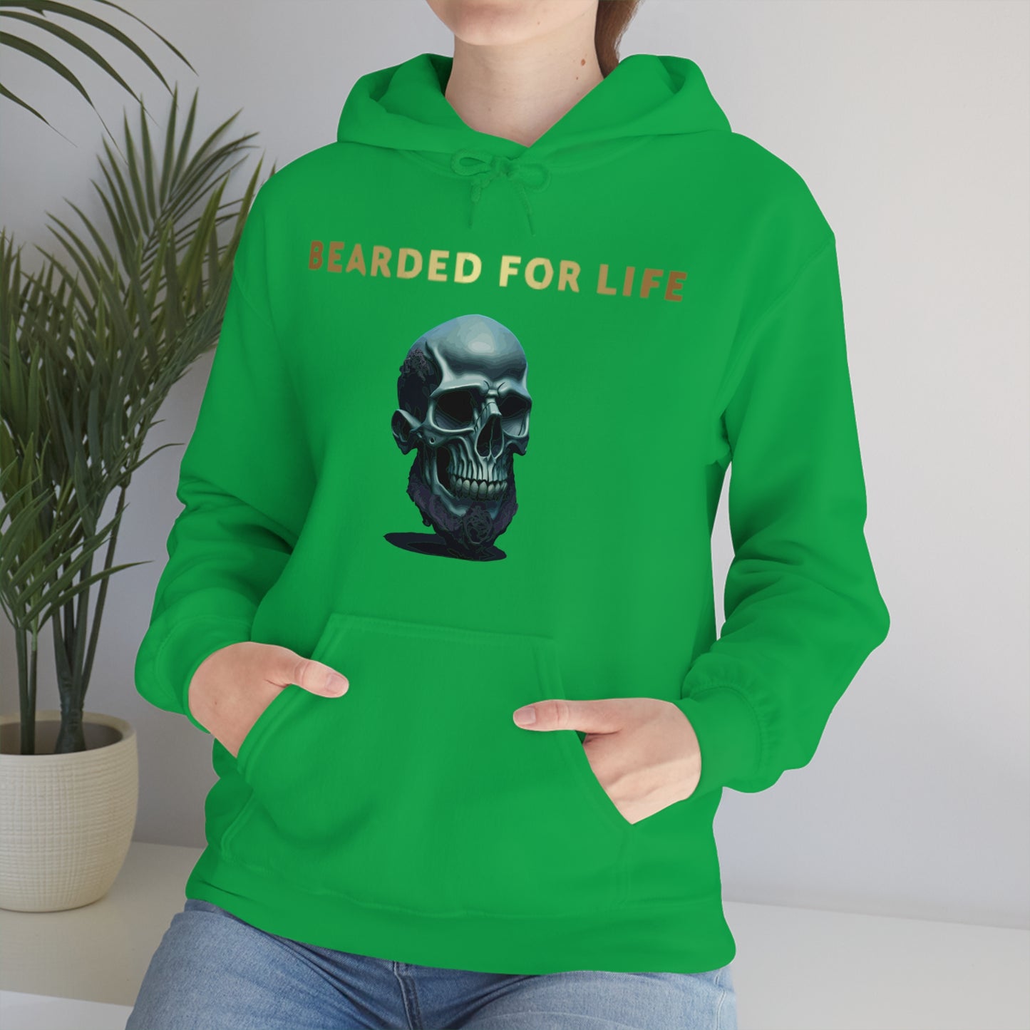 Bearded for life hoodie with a skull with a beard for the man that will have beard till he dies and is proud of his beard on fathers day v1