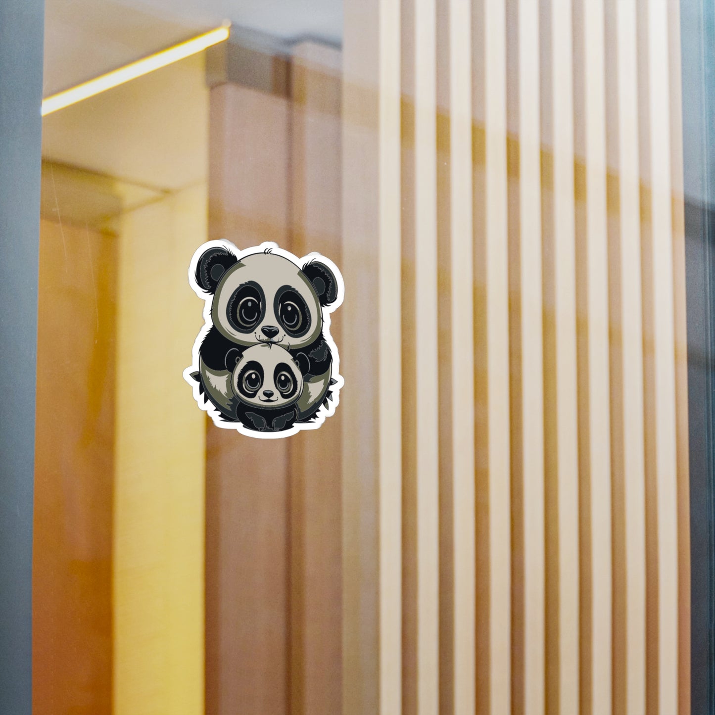 Mother and baby panda Vinyl Decal to liven up the playroom with vinyl cartoon animals with satin finish removable and restick decal