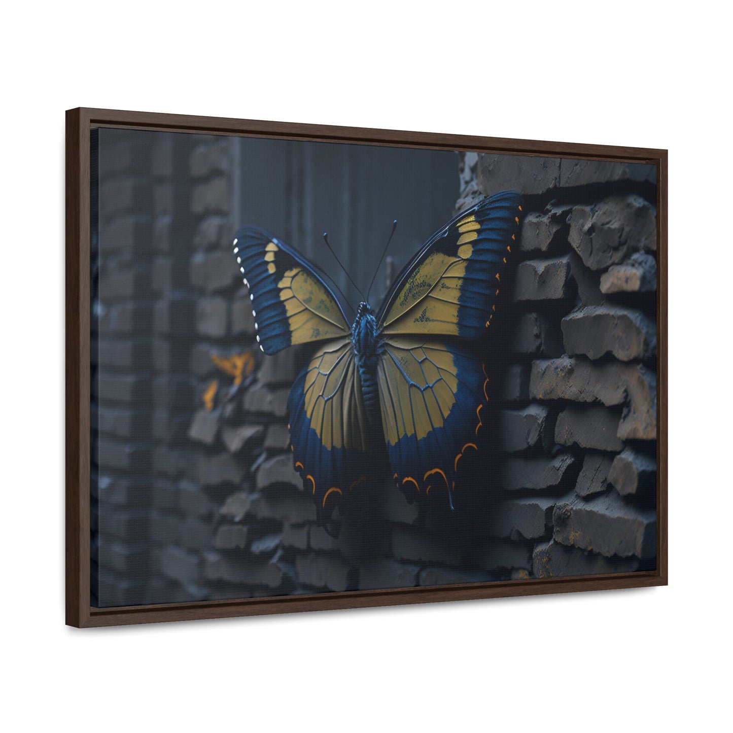 Dilapidated Butterfly Gallery Canvas art Wrap artwork depicting a fresh start at life in a barren wasteland