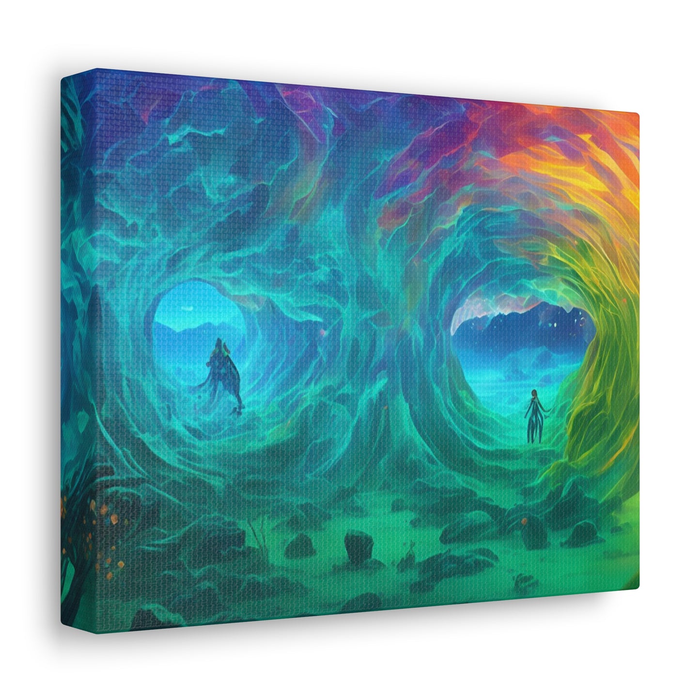 Rainbow wave stretched Canvas Gallery Wraps for the gameroom art gay gift for lgbtq lovers ally femme style art horizontal orientation v2