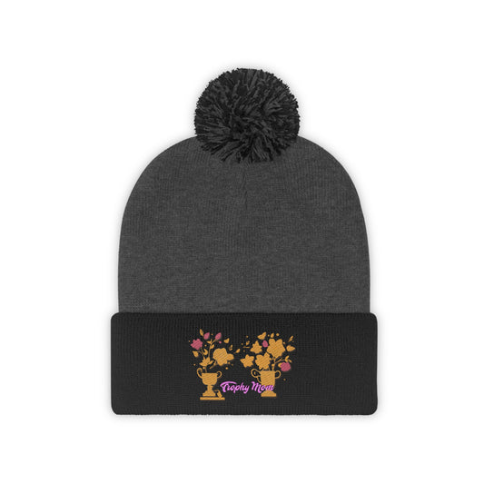 Trophy mom beanie embroidered mothers day Pom Pom Beanie gift trophy for mom birthday mommy christmas present