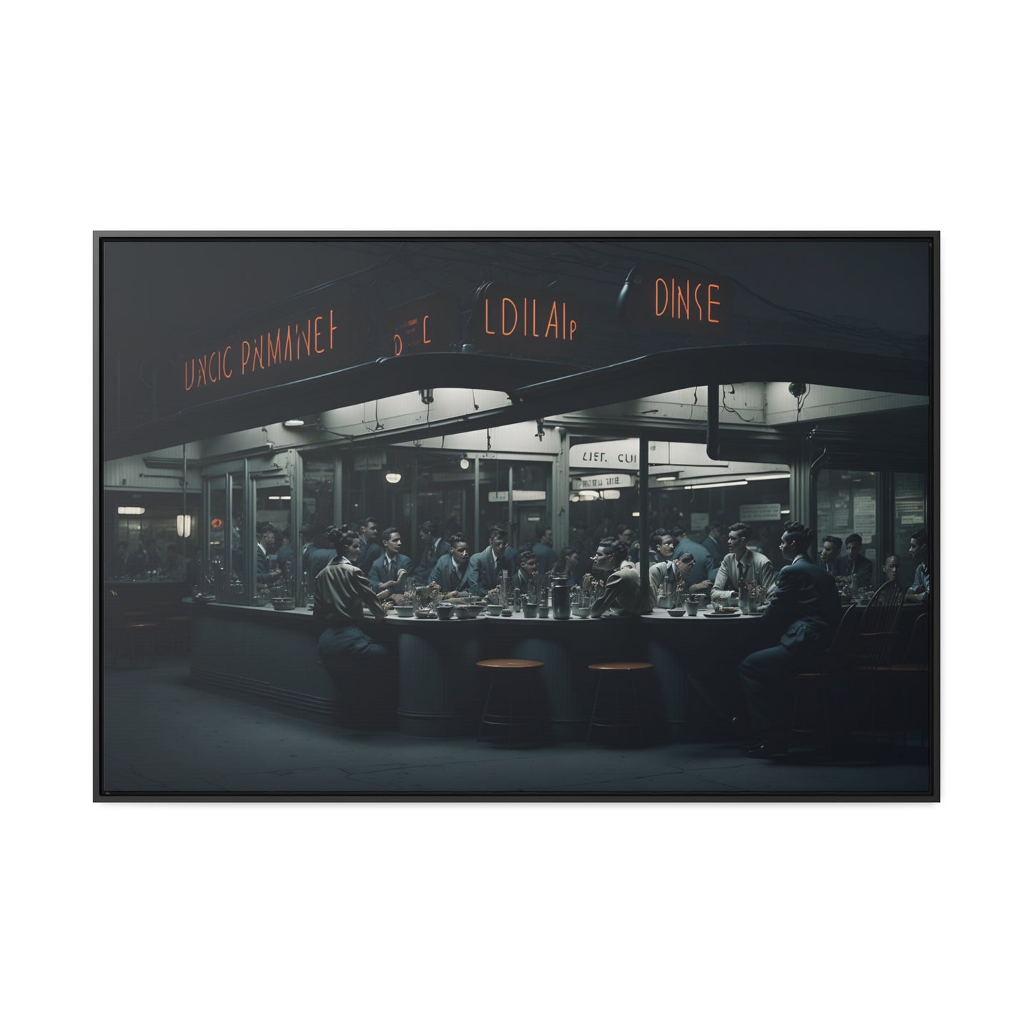 Drive-In Diner Dreams Nostalgic Dystopian Collection of Retro Wall Art Gallery Canvas Wraps Horizontal Frame v4/6